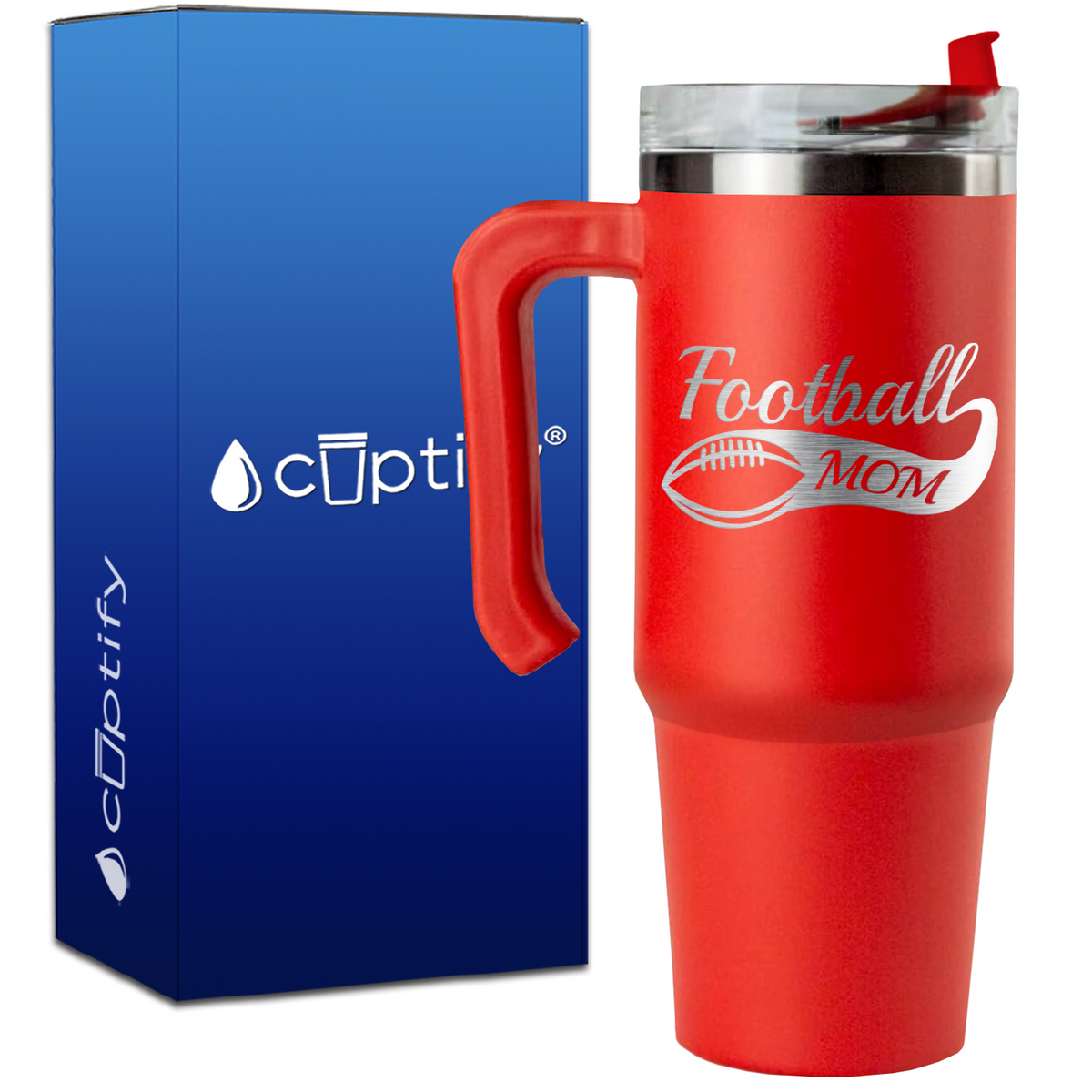 Football Mom Swoosh on 30oz Mom Travel Mug