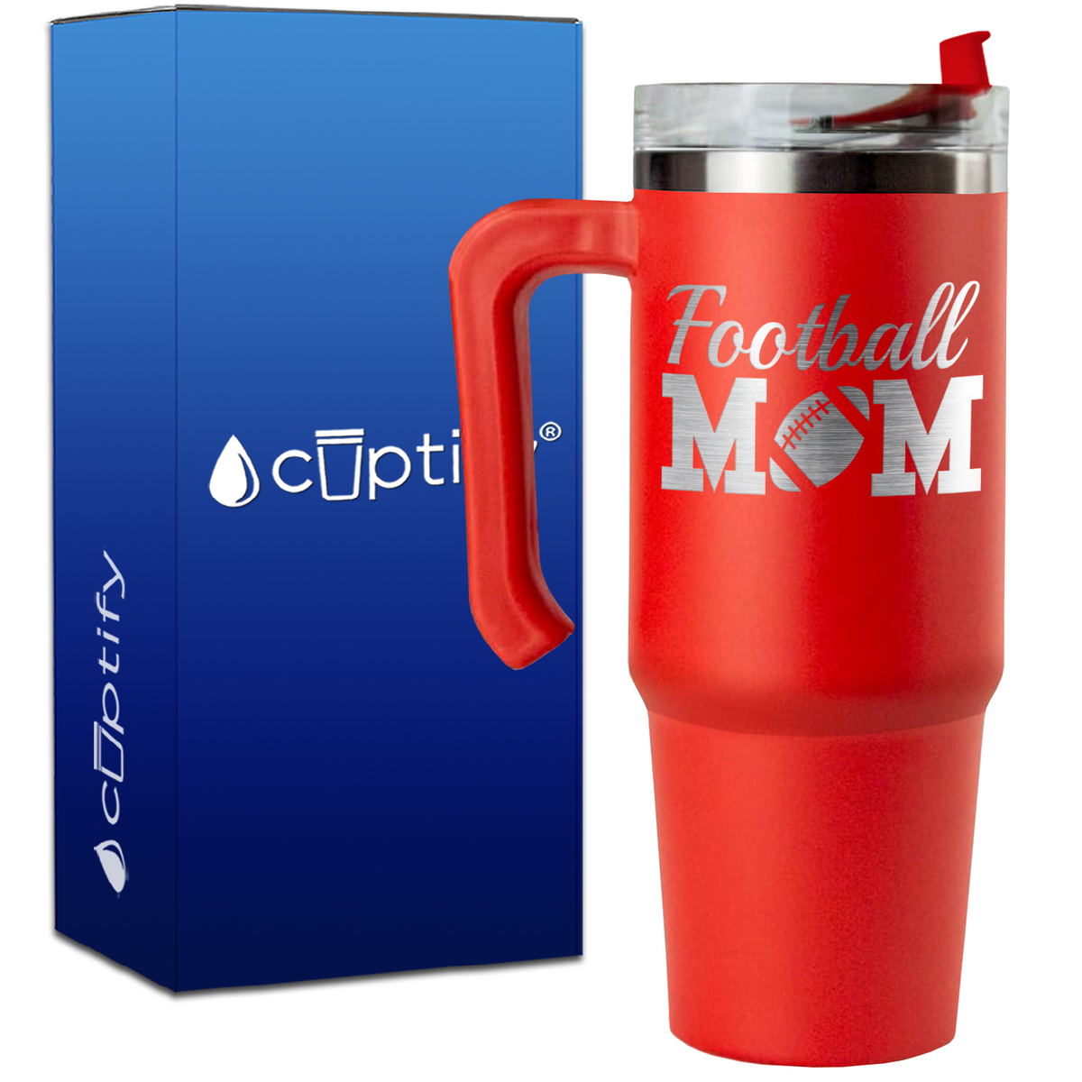 Football Mom on 30oz Mom Travel Mug