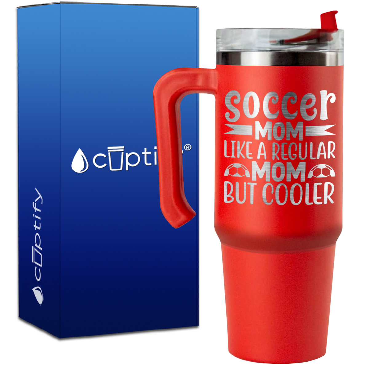 Soccer Mom Like a Regular but Cooler on 30oz Soccer Travel Mug