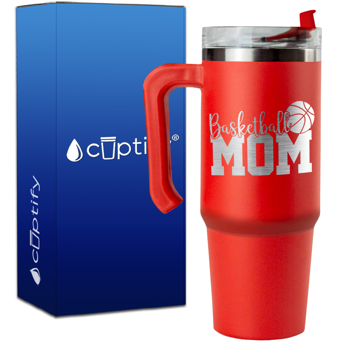 Basketball Mom Slanted on 30oz Basketball Travel Mug