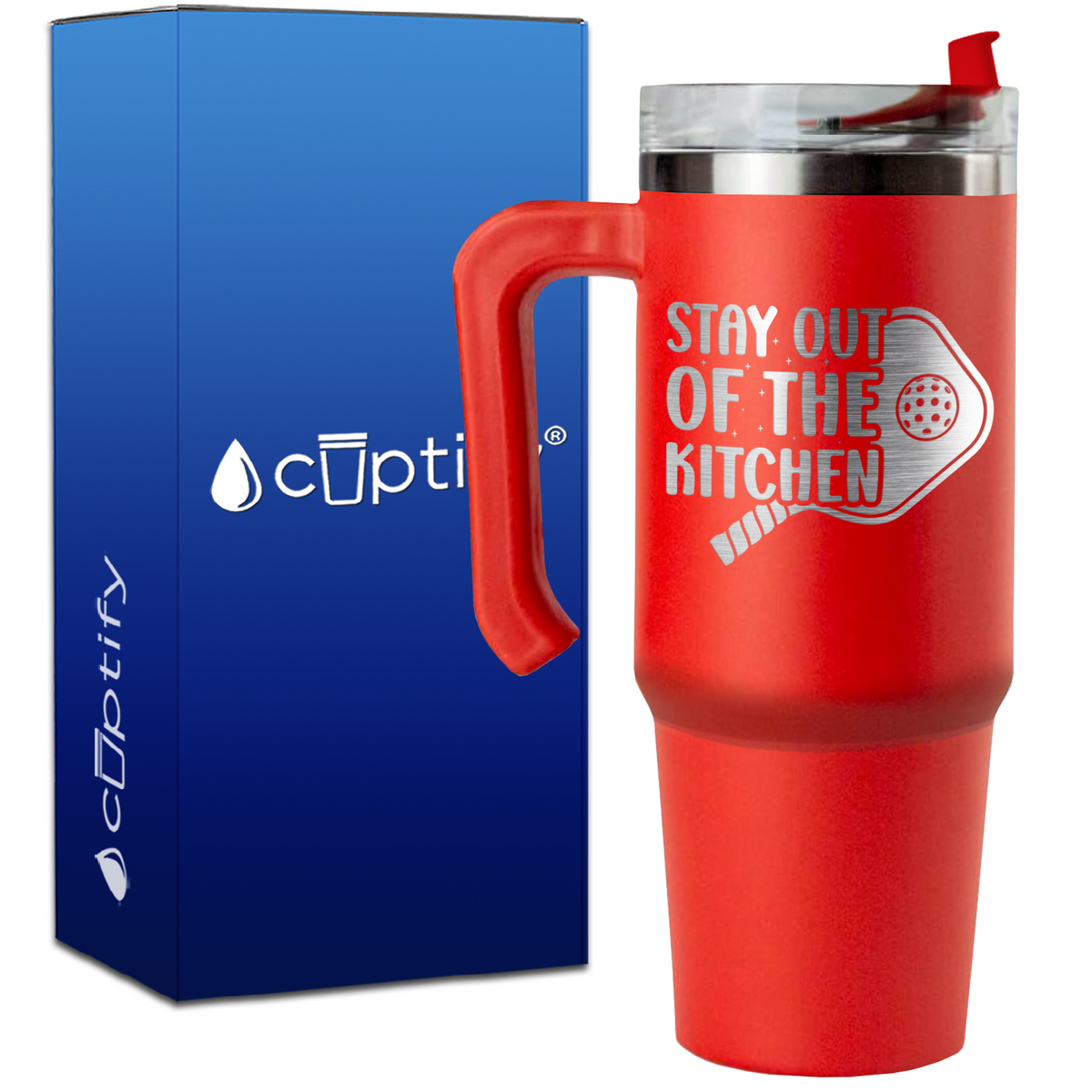 Pickleball Stay Out of the Kitchen on 30oz Pickleball Travel Mug