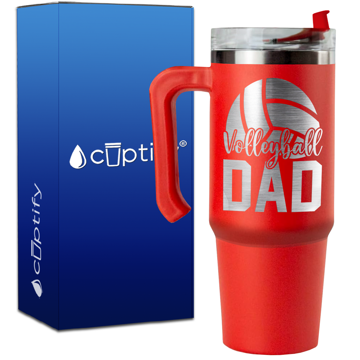 Volleyball Dad Half Ball on 30oz Volleyball Travel Mug