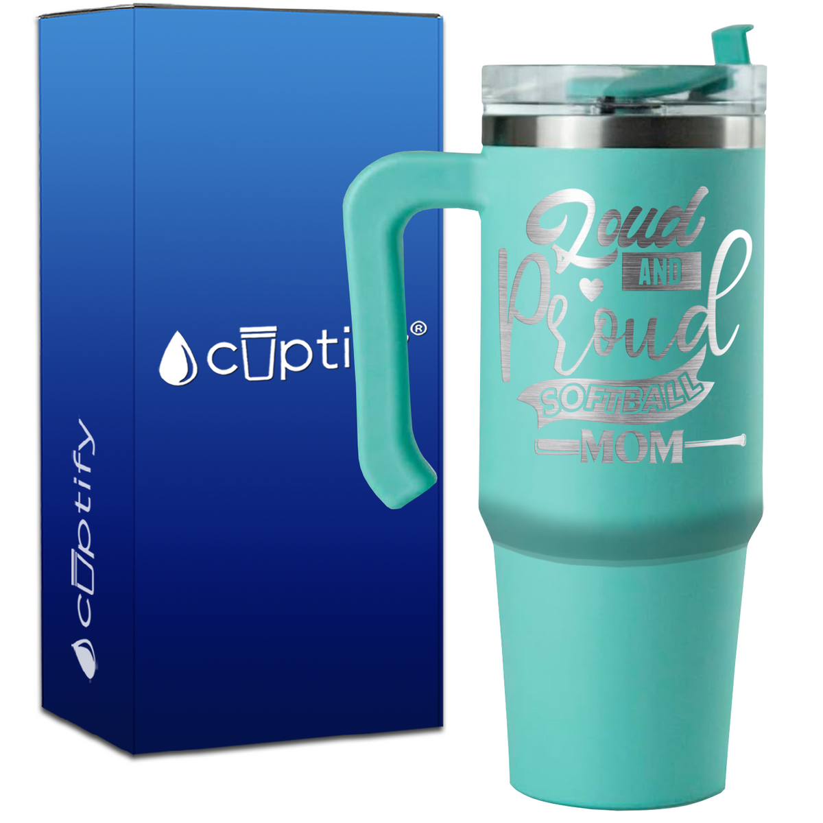 Loud and Proud Softball Mom on 30oz Softball Travel Mug