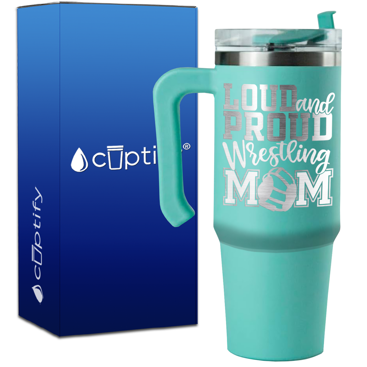 Loud and Proud Wrestling Mom on 30oz Wrestling Travel Mug