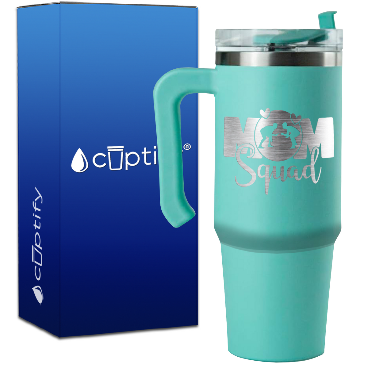 Mom Squad Wrestling on 30oz Wrestling Travel Mug