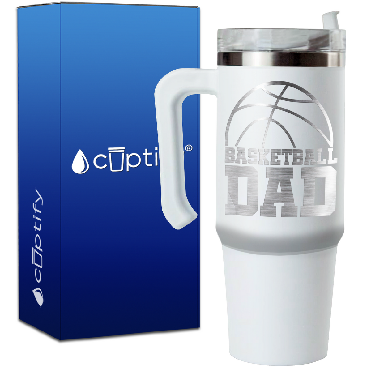 Basketball Dad Half Ball on 30oz Basketball Travel Mug