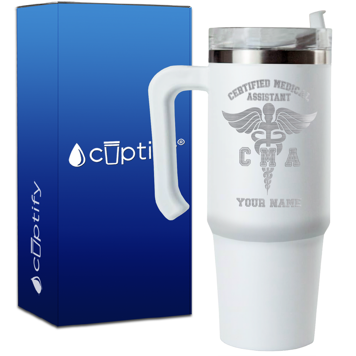 Personalized Certified Medical Assistant on 30oz CMA Travel Mug