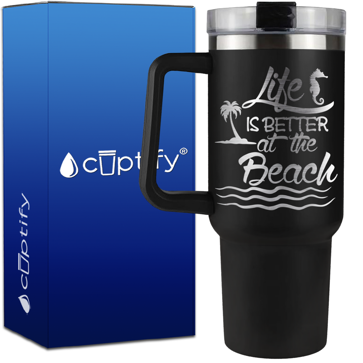 Life is Better at the Beach Wavy on 40oz Beach Life Traveler Mug