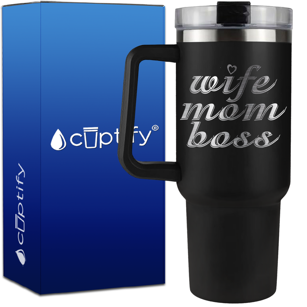Wife Mom Boss on 40oz Mom Traveler Mug