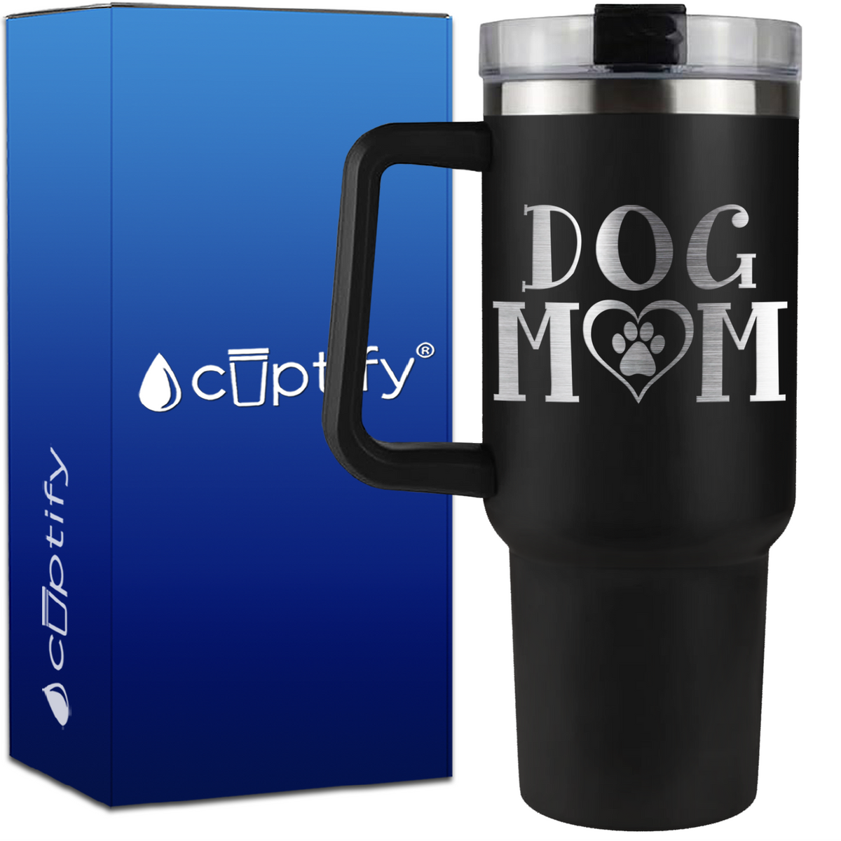 Dog Mom Heart on 40oz Mom Traveler Mug