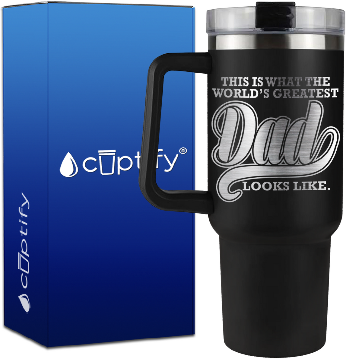This is what the Worlds Greatest Dad Looks Like on 40oz Dad Traveler Mug