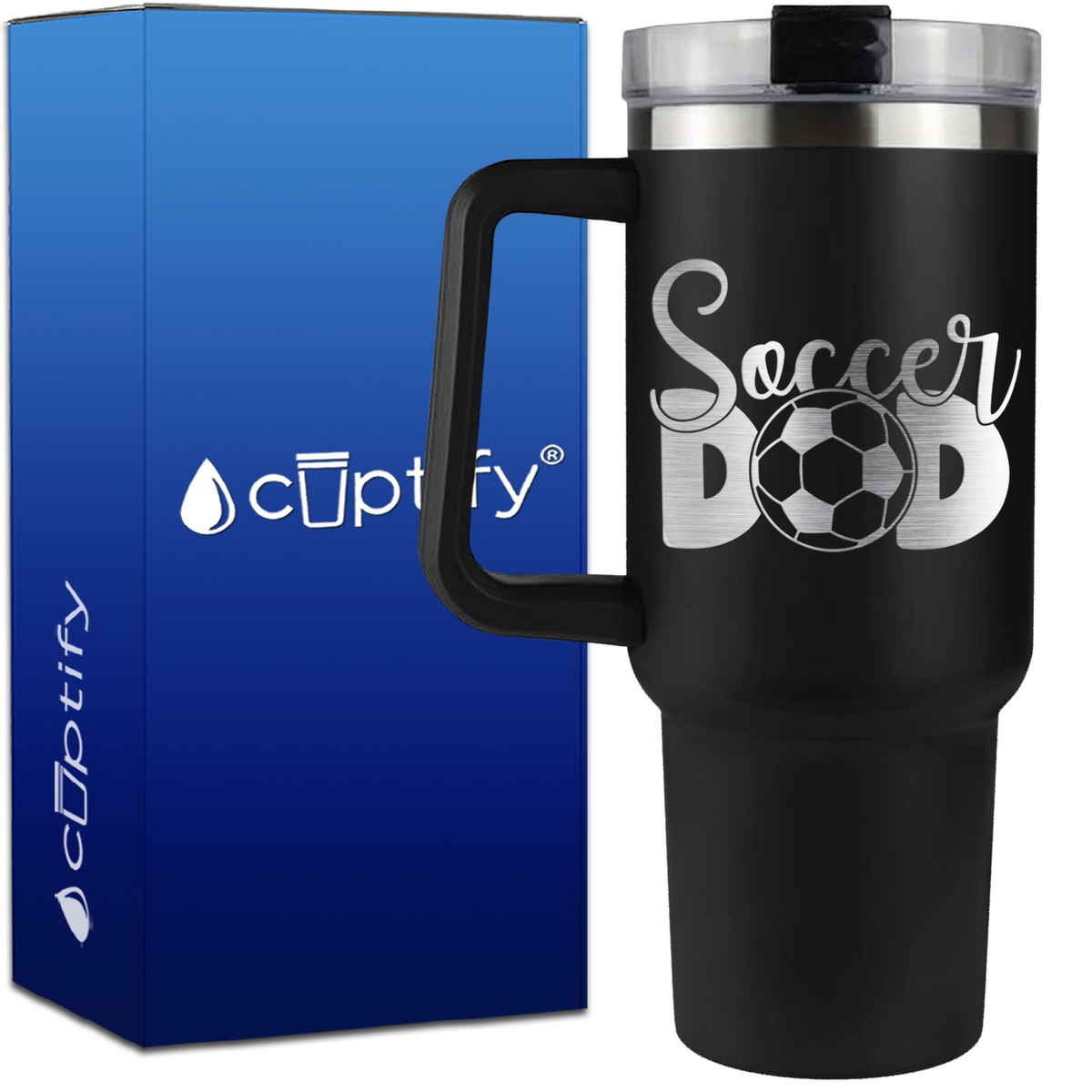 Soccer Dad with Ball on 40oz Soccer Traveler Mug