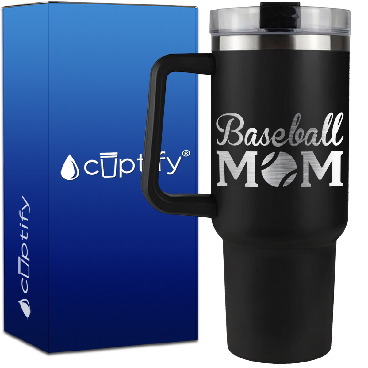 Baseball Mom on 40oz Baseball Traveler Mug