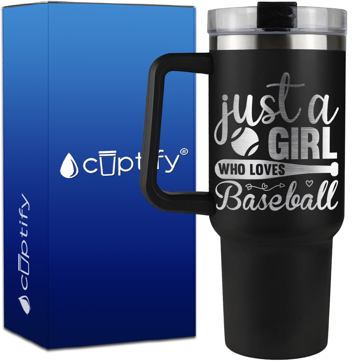 Just a Girl Who Loves Baseball on 40oz Baseball Traveler Mug
