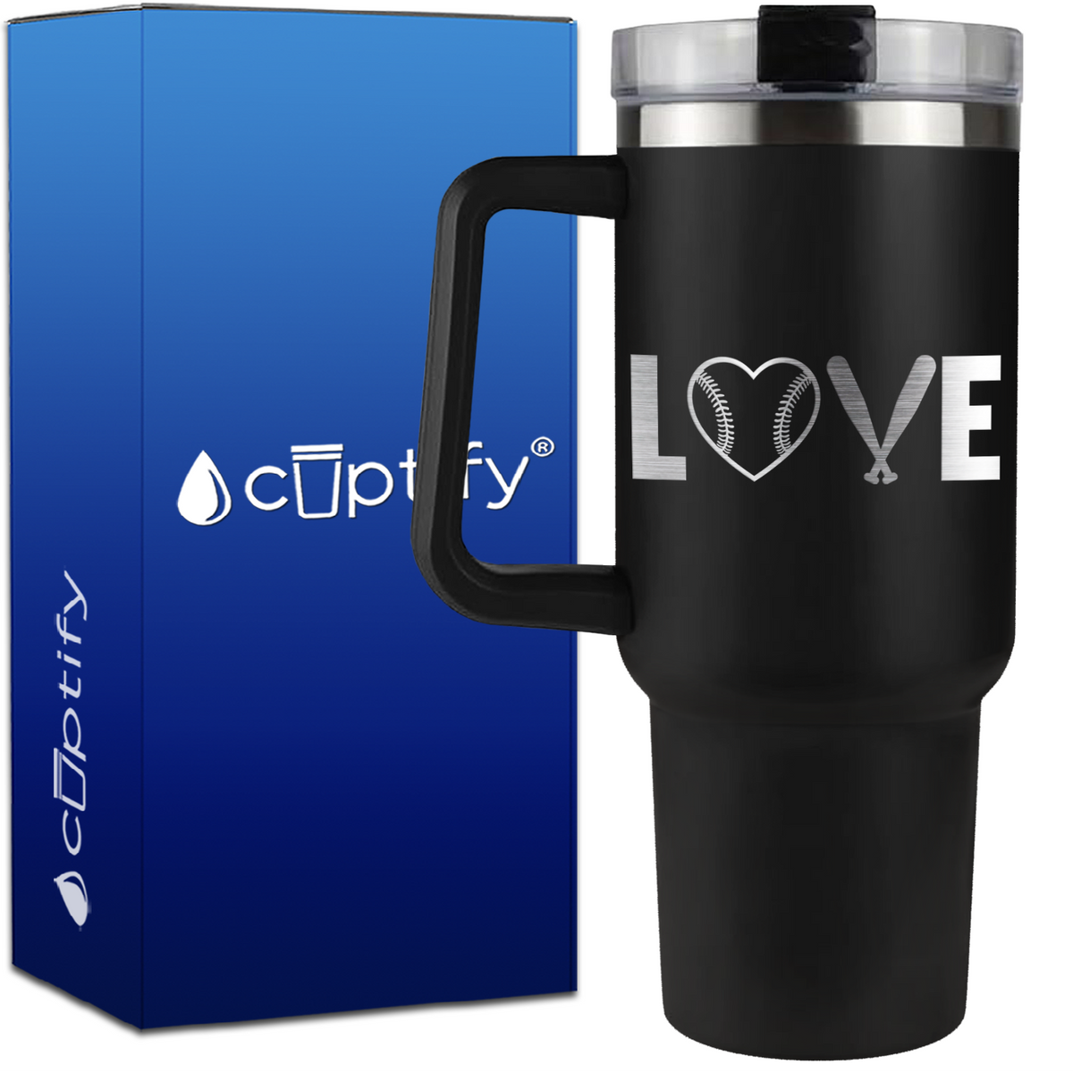 Love Baseball on 40oz Baseball Traveler Mug