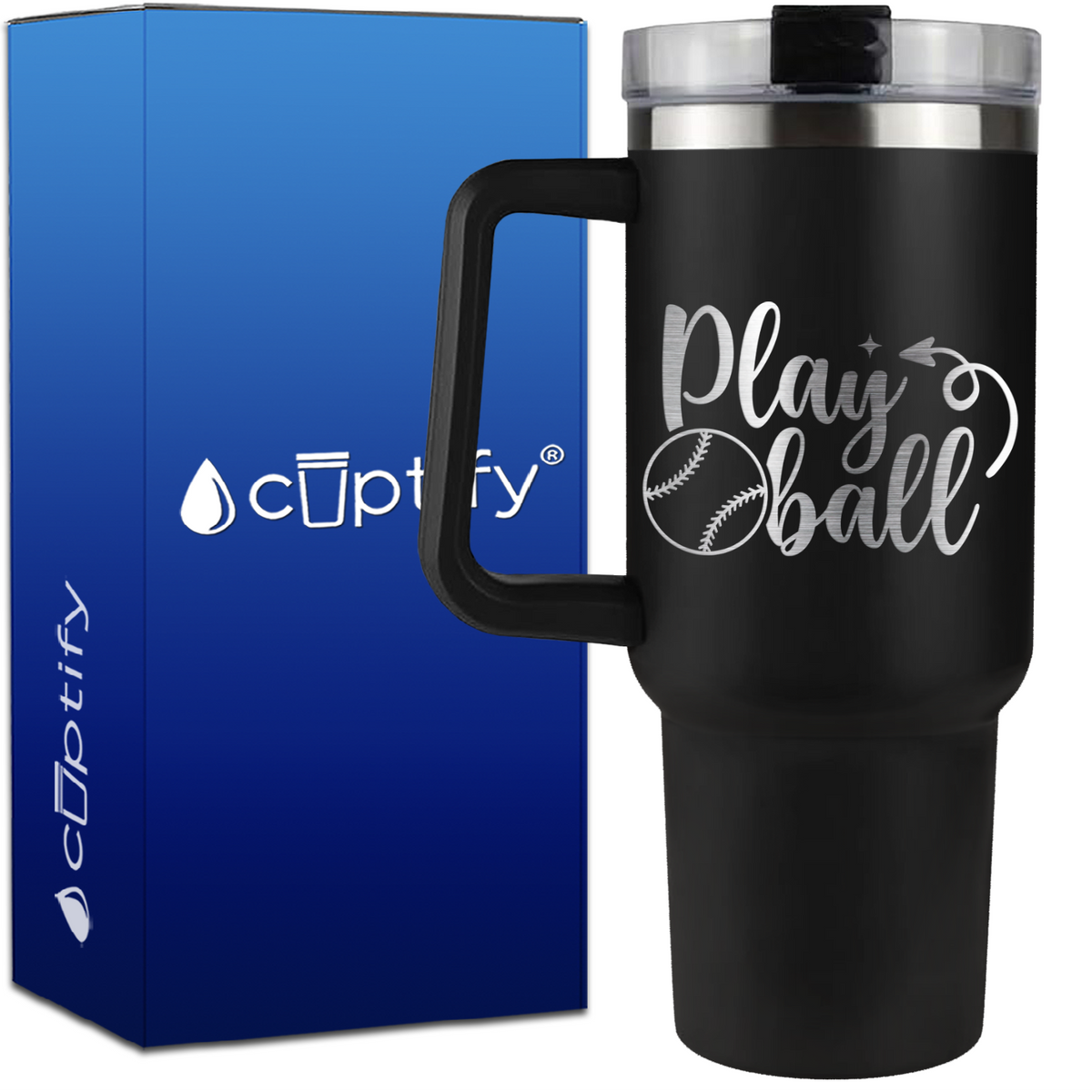 Play Ball on 40oz Baseball Traveler Mug