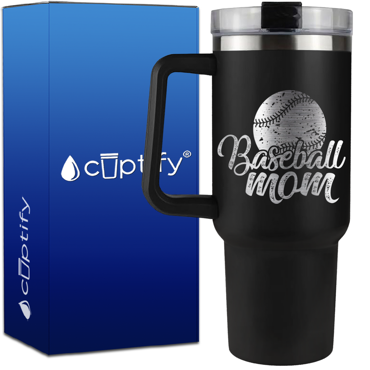 Baseball Mom Distressed on 40oz Baseball Traveler Mug