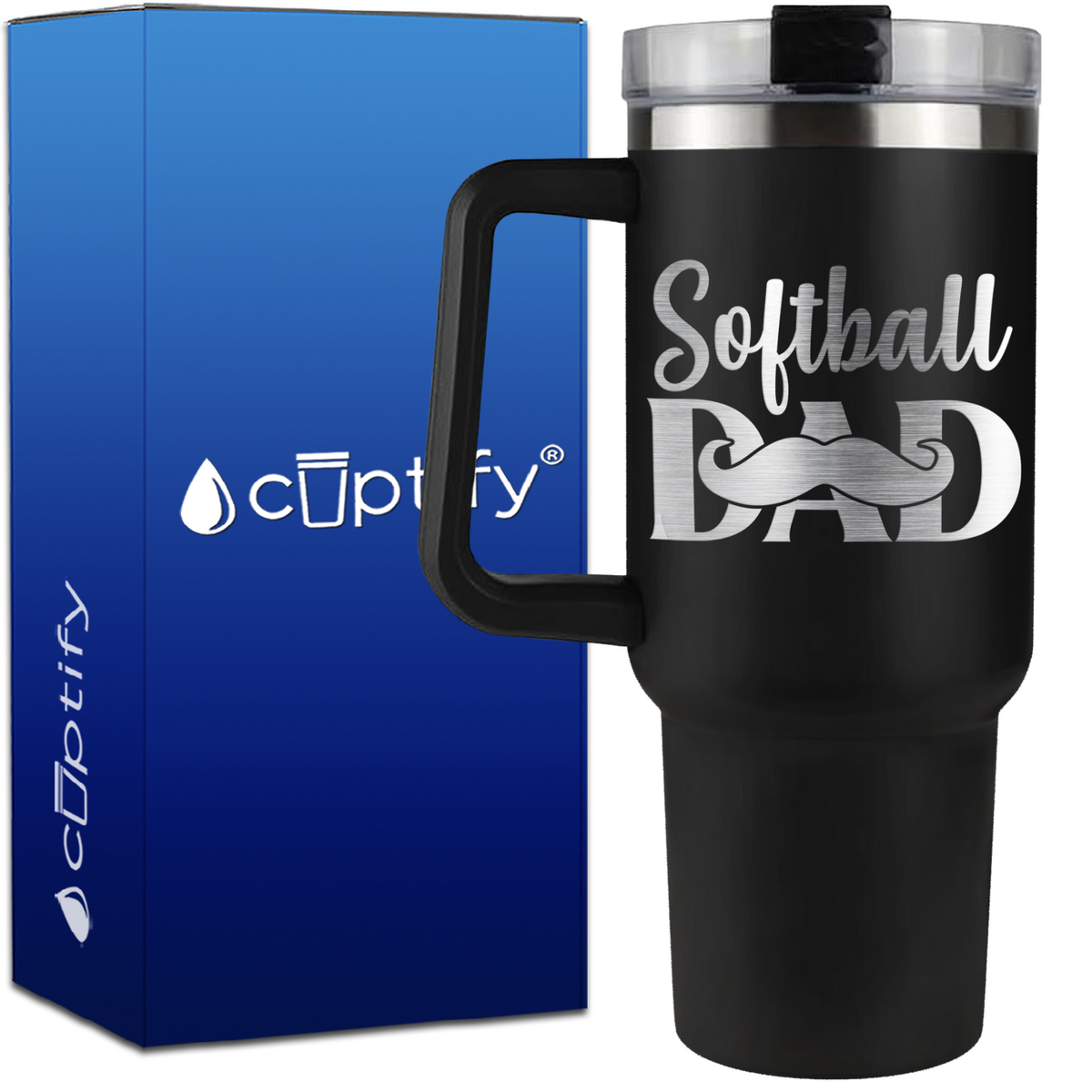 Softball Dad Mustache on 40oz Softball Traveler Mug