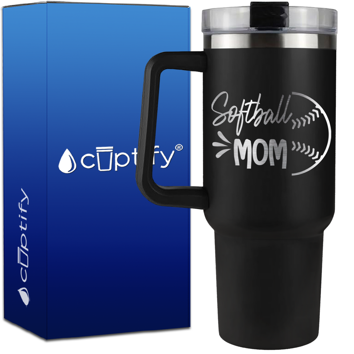 Softball Mom on 40oz Softball Traveler Mug