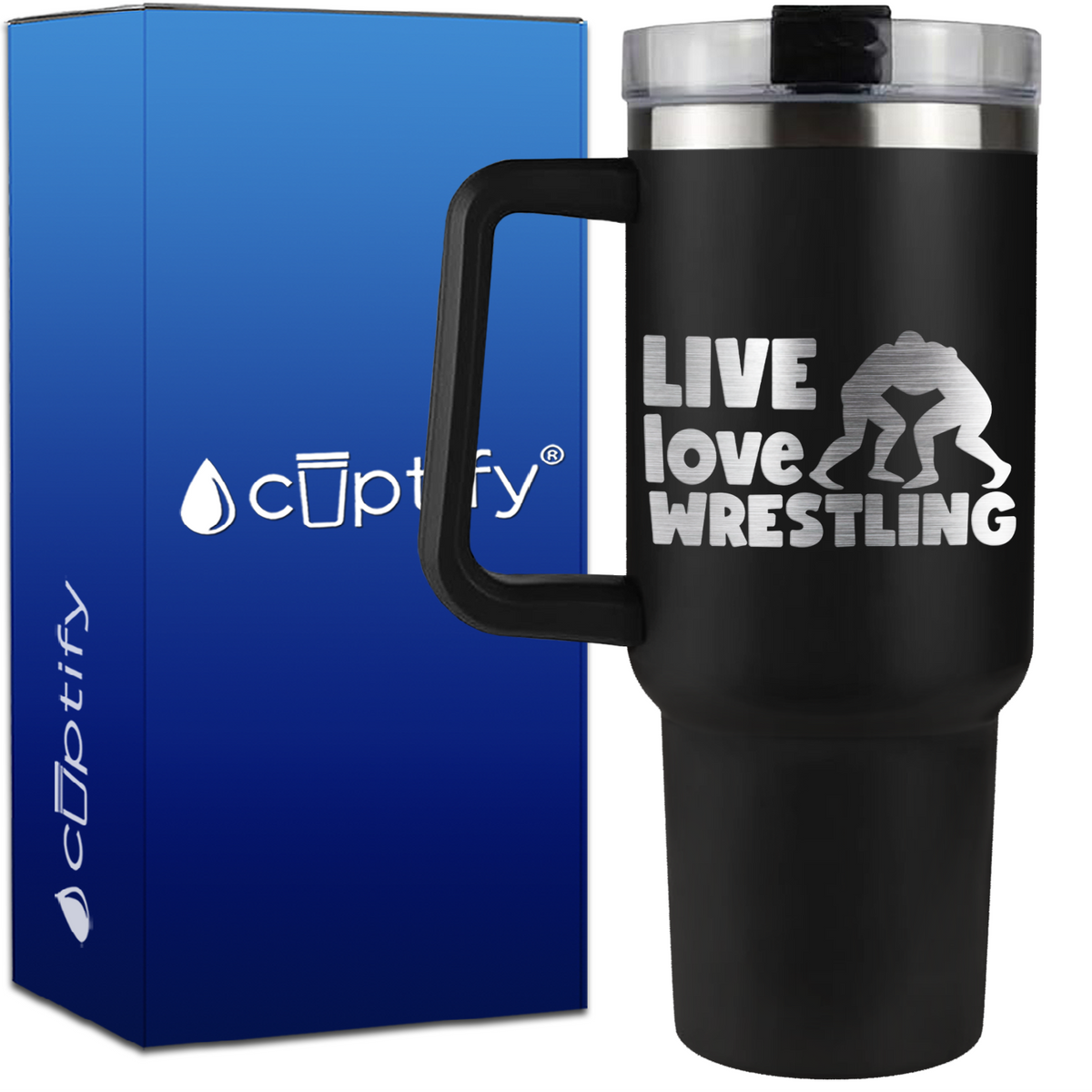Live Love Wrestling Wrestlers on 40oz Wrestling Traveler Mug