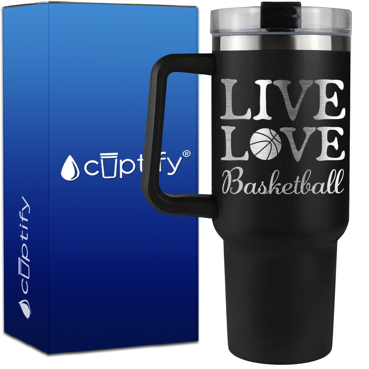 Live Love Basketball on 40oz Basketball Traveler Mug