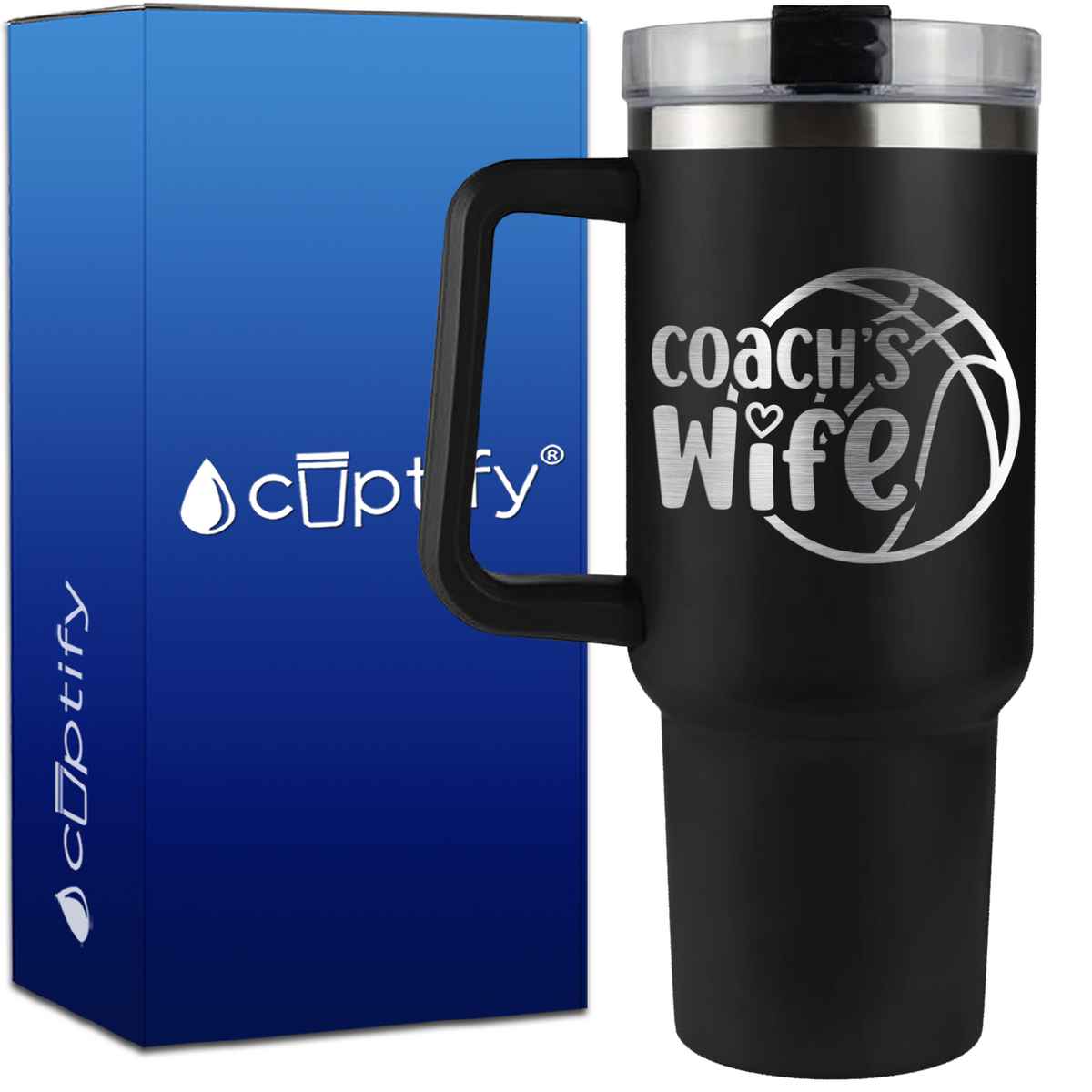 Coach's Wife Basketball on 40oz Basketball Traveler Mug