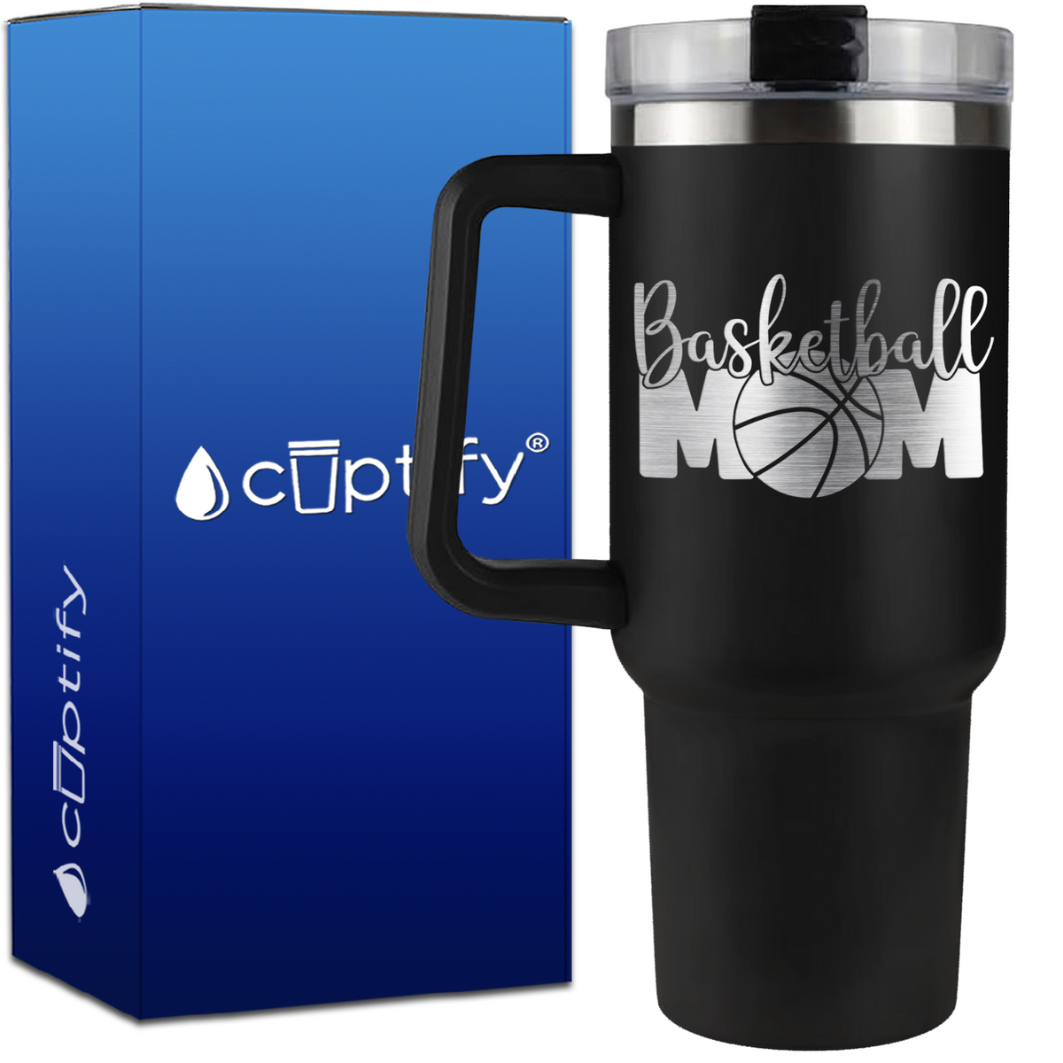 Mom Basketball on 40oz Basketball Traveler Mug