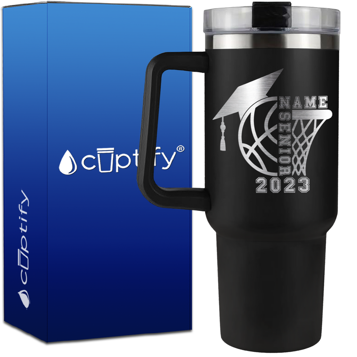 Personalized Basketball Senior on 40oz Basketball Traveler Mug