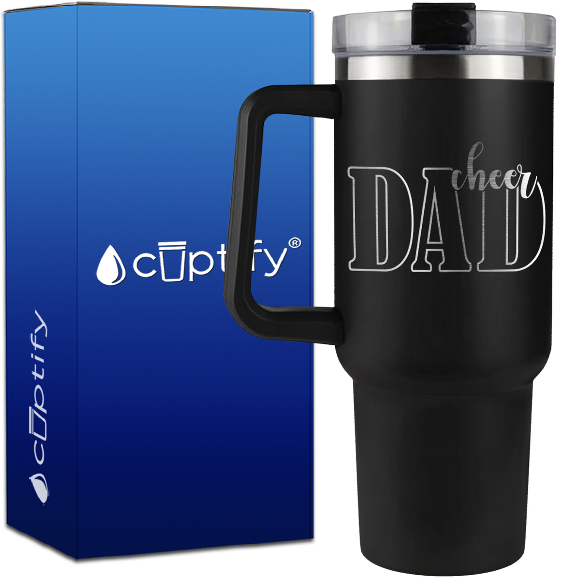 Cheer Dad Outline on 40oz Cheer Traveler Mug