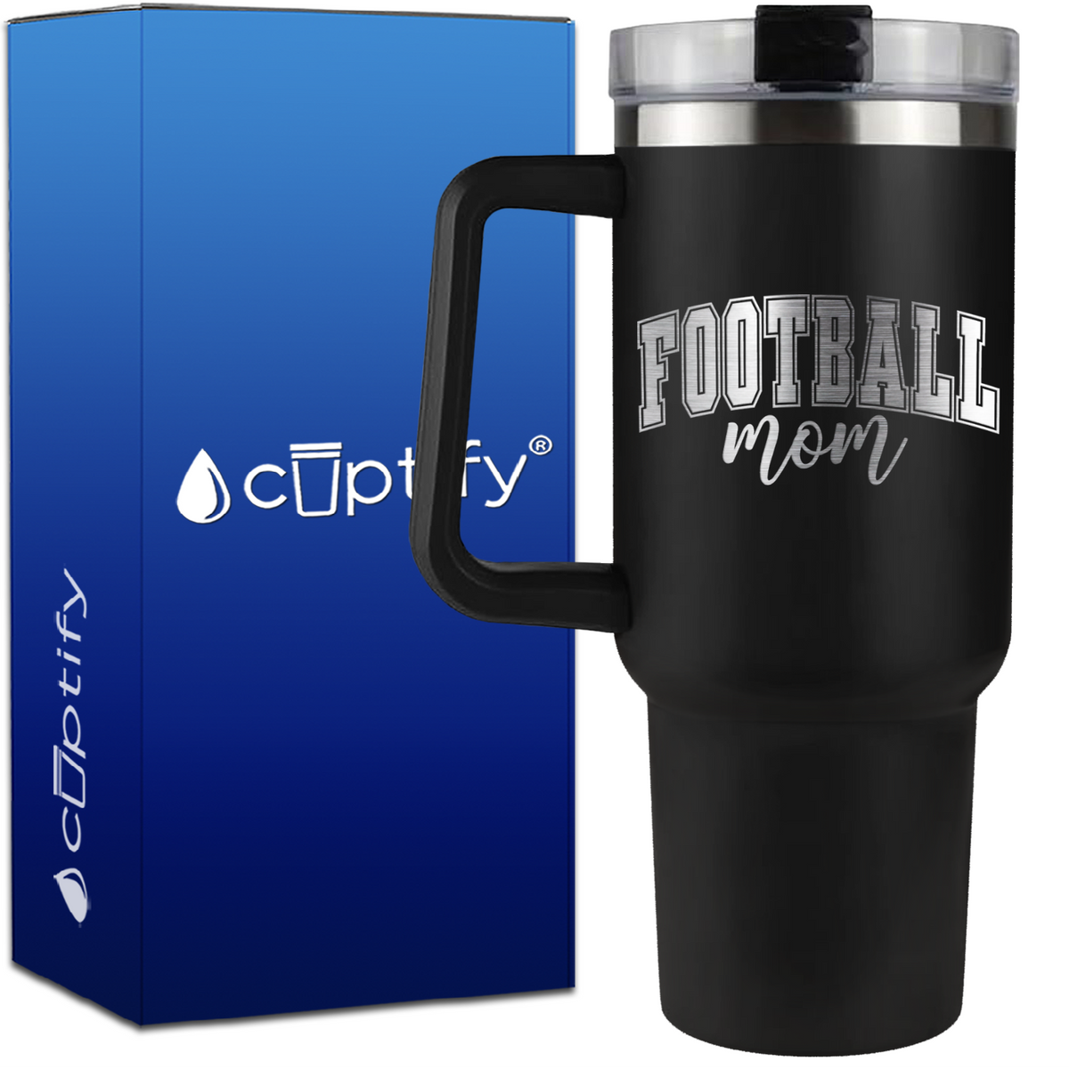 Football Mom Warped on 40oz Football Traveler Mug