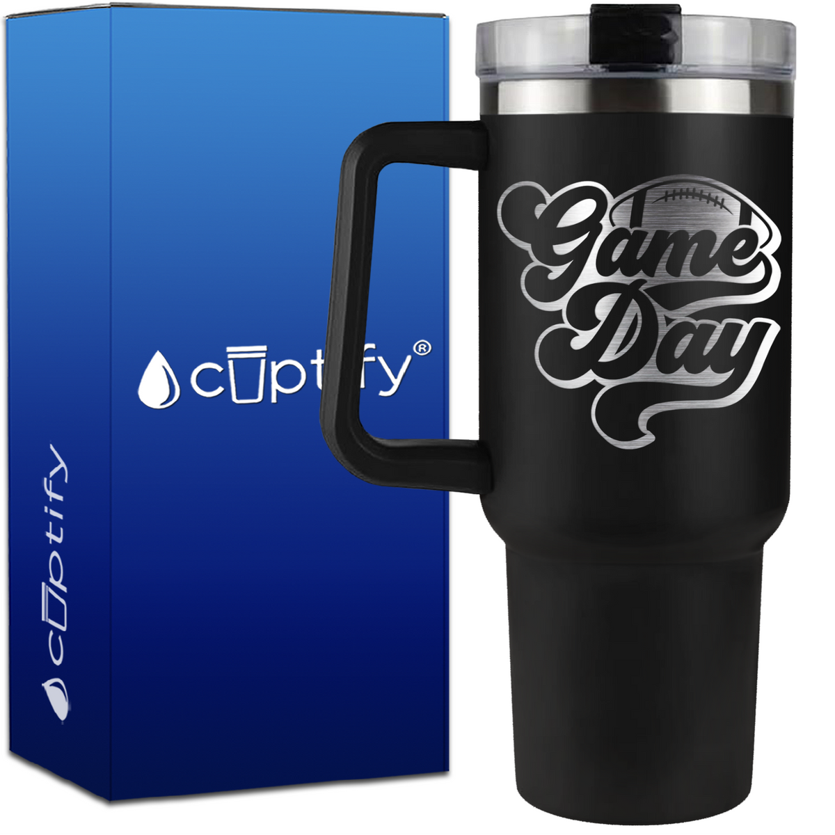 Game Day Football on 40oz Football Traveler Mug