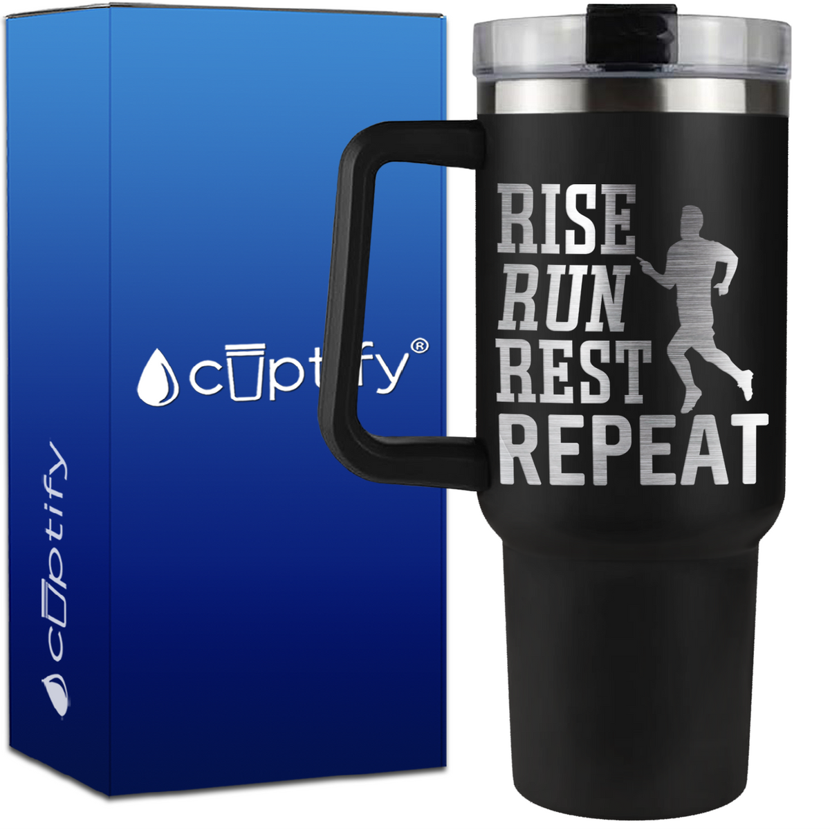 Rise Run Rest Repeat on 40oz Running Traveler Mug