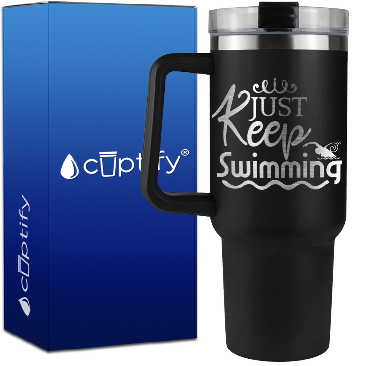 Just Keep Swimming on 40oz Swimming Traveler Mug