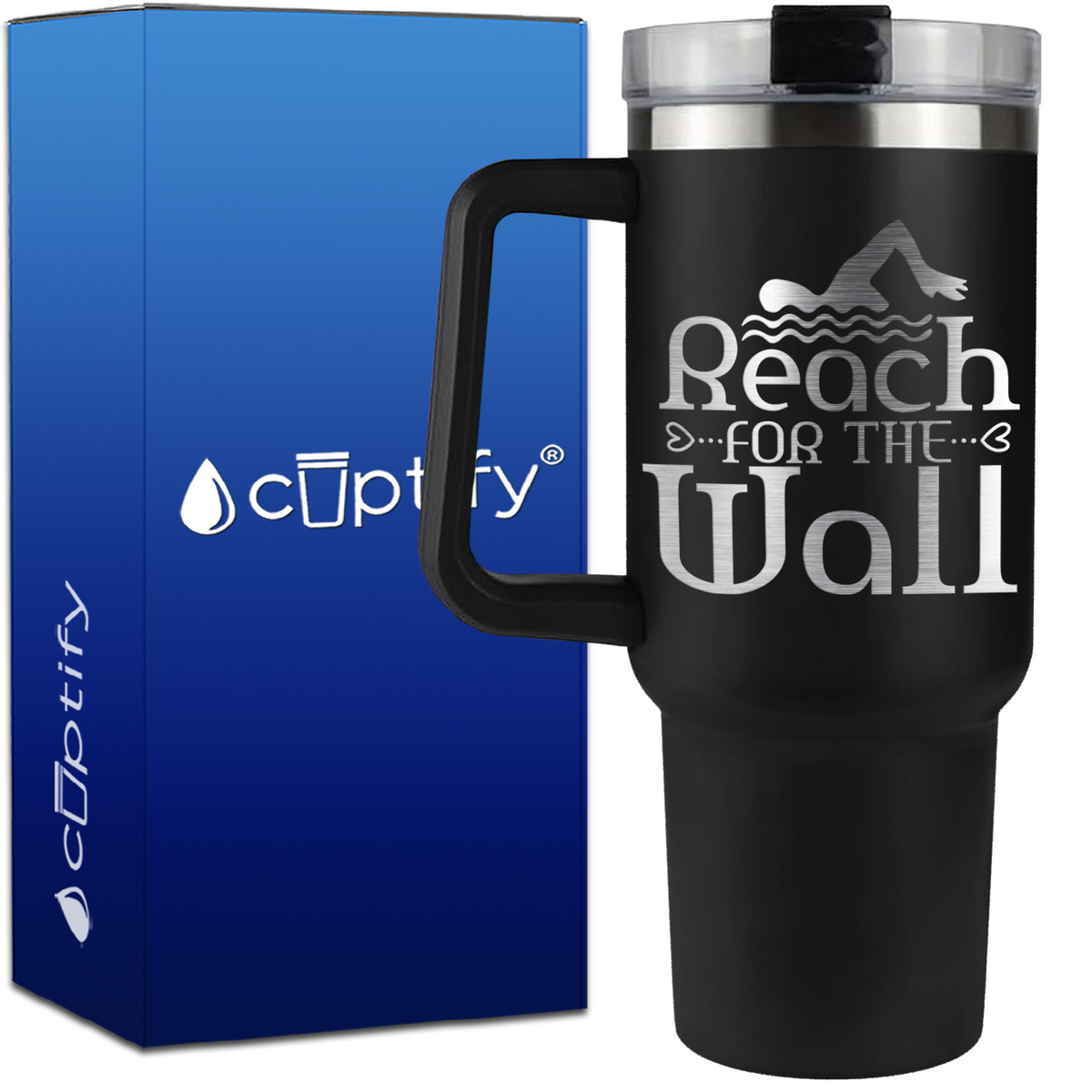 Reach for the Wall on 40oz Swimming Traveler Mug