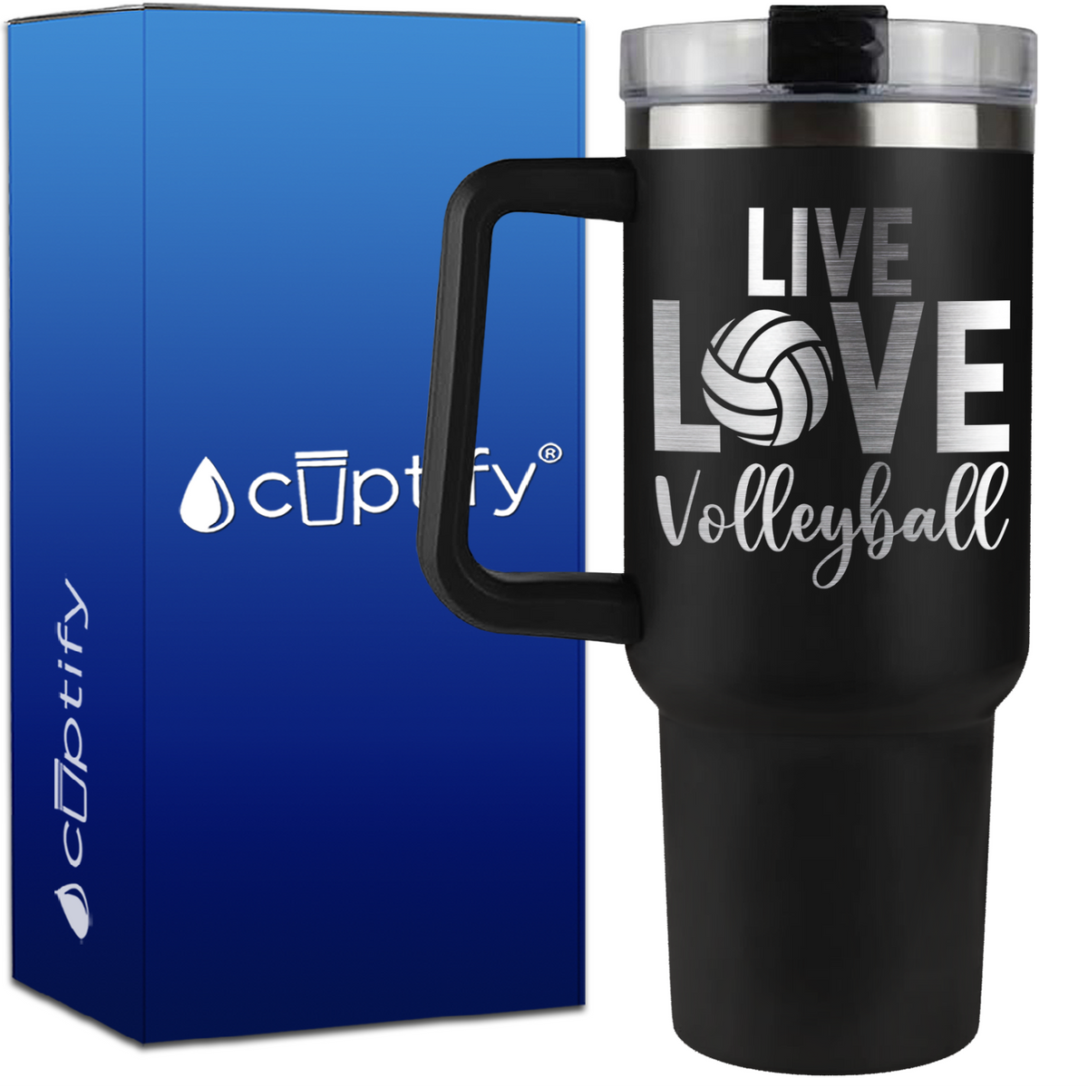 Live Love Volleyball on 40oz Volleyball Traveler Mug
