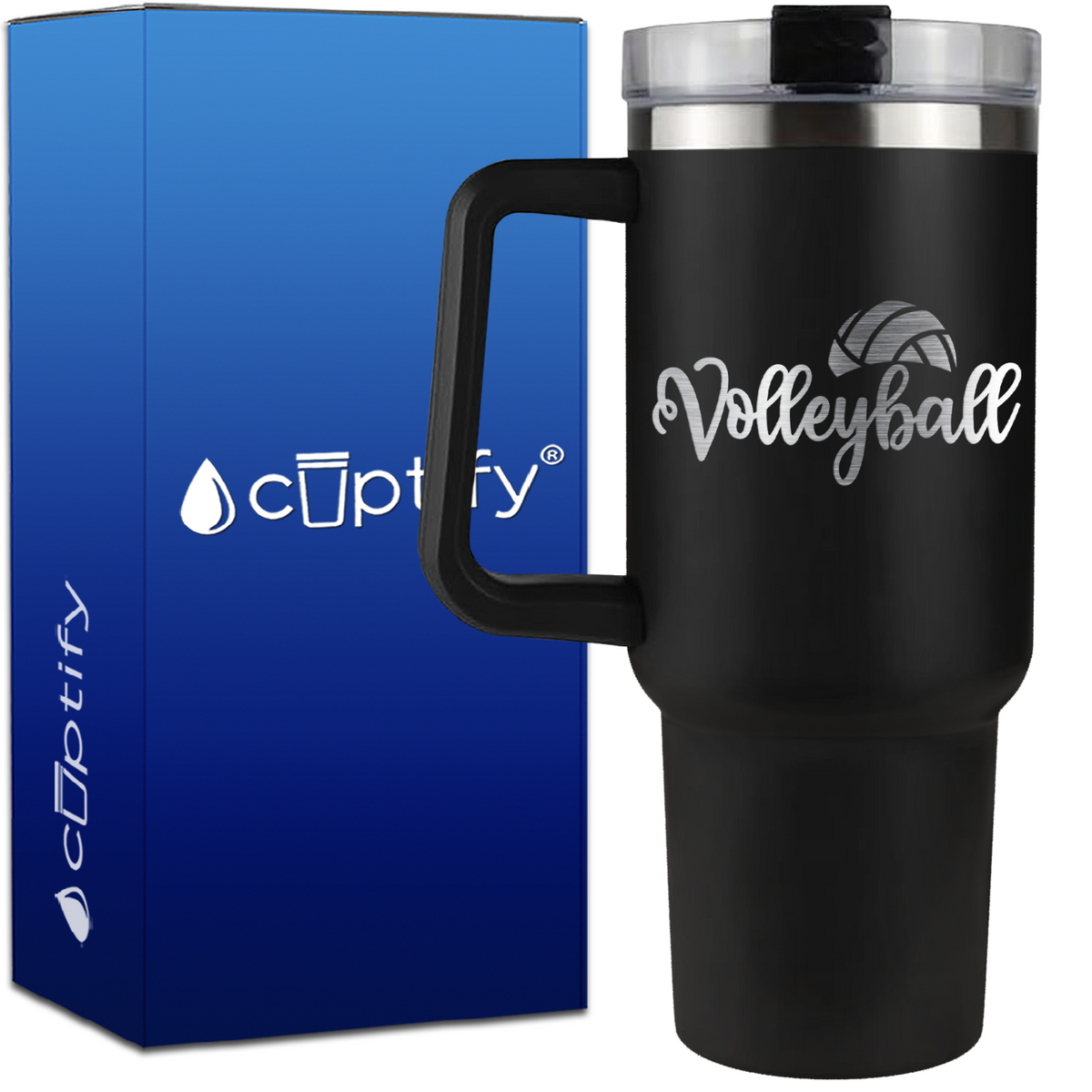 Volleyball Half Ball on 40oz Volleyball Traveler Mug