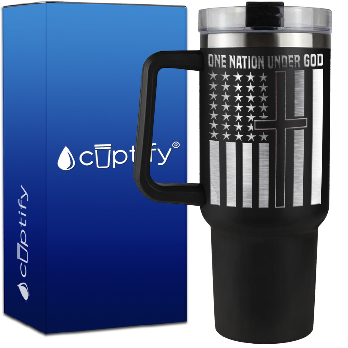 One Nation Under God on 40oz 4th of July Traveler Mug