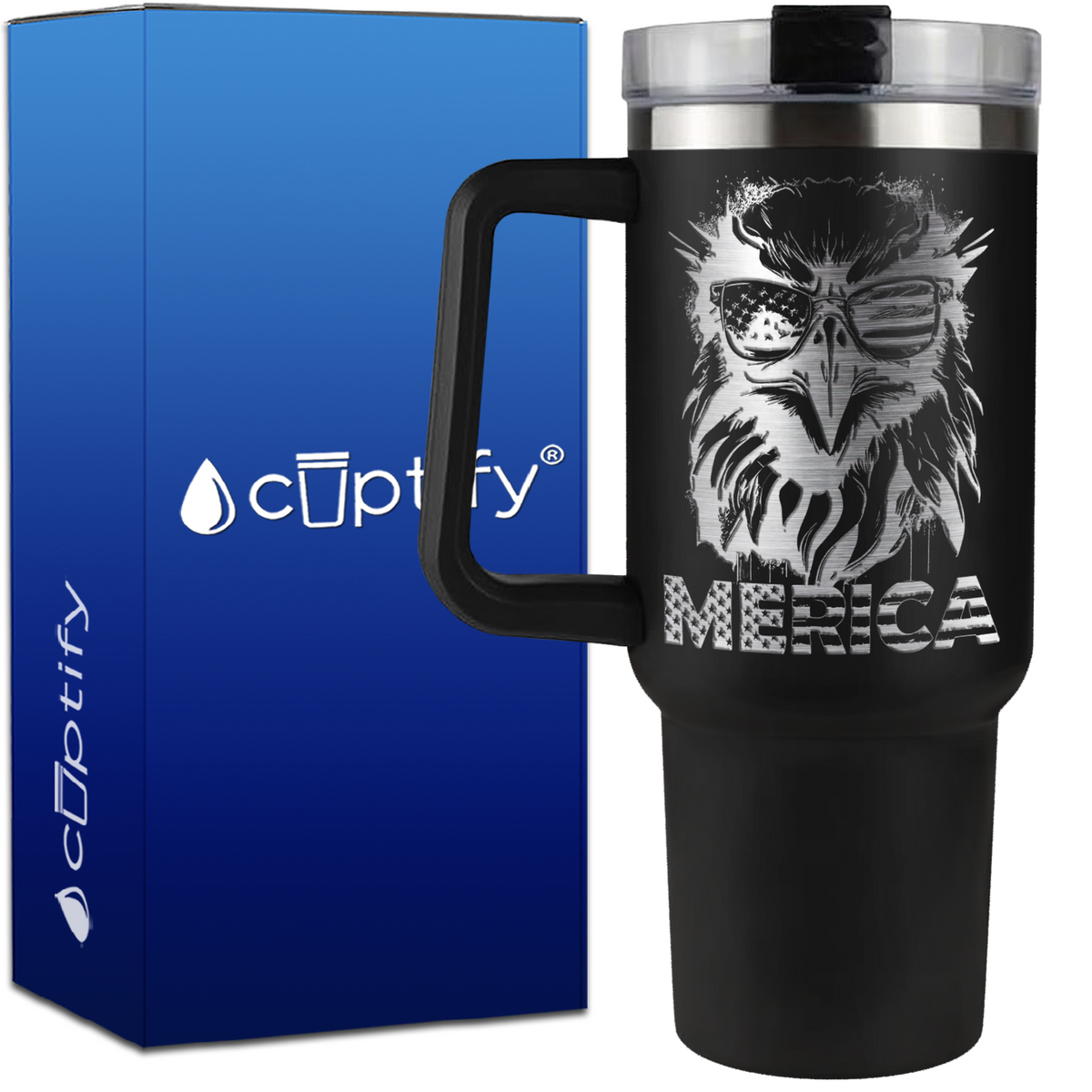 Merica Eagle on 40oz 4th of July Traveler Mug