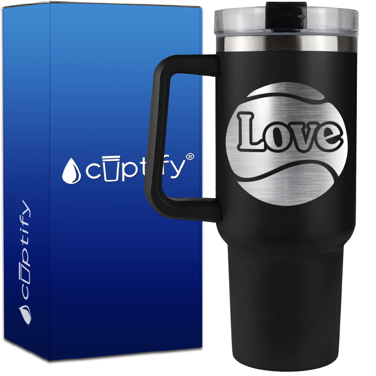 Tennis Ball Love on 40oz Tennis Traveler Mug