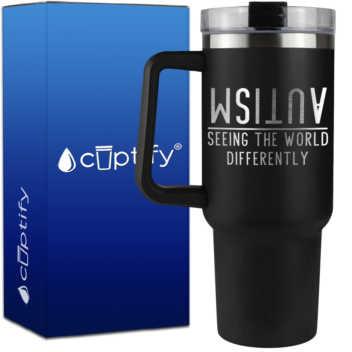 Seeing the World Differently Autism on 40oz Autism Traveler Mug
