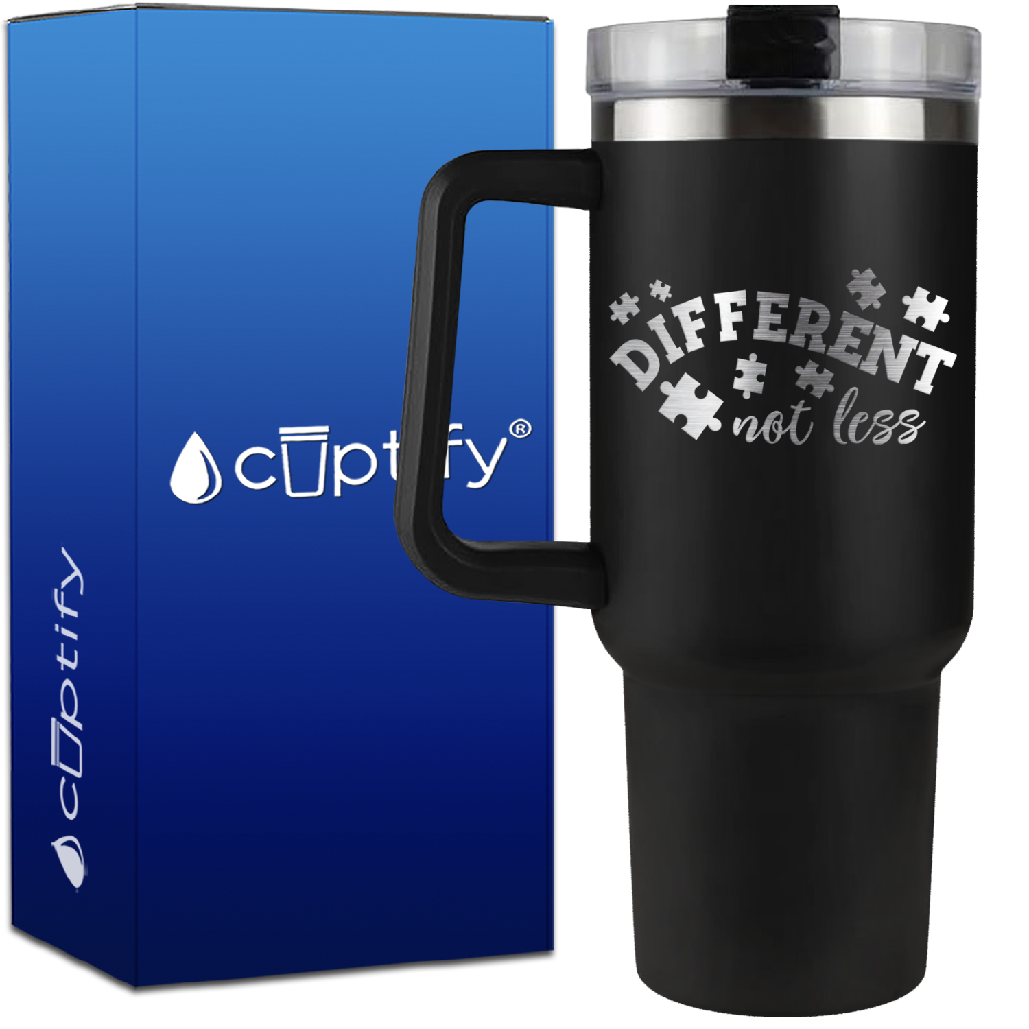 Different Not Less on 40oz Autism Traveler Mug