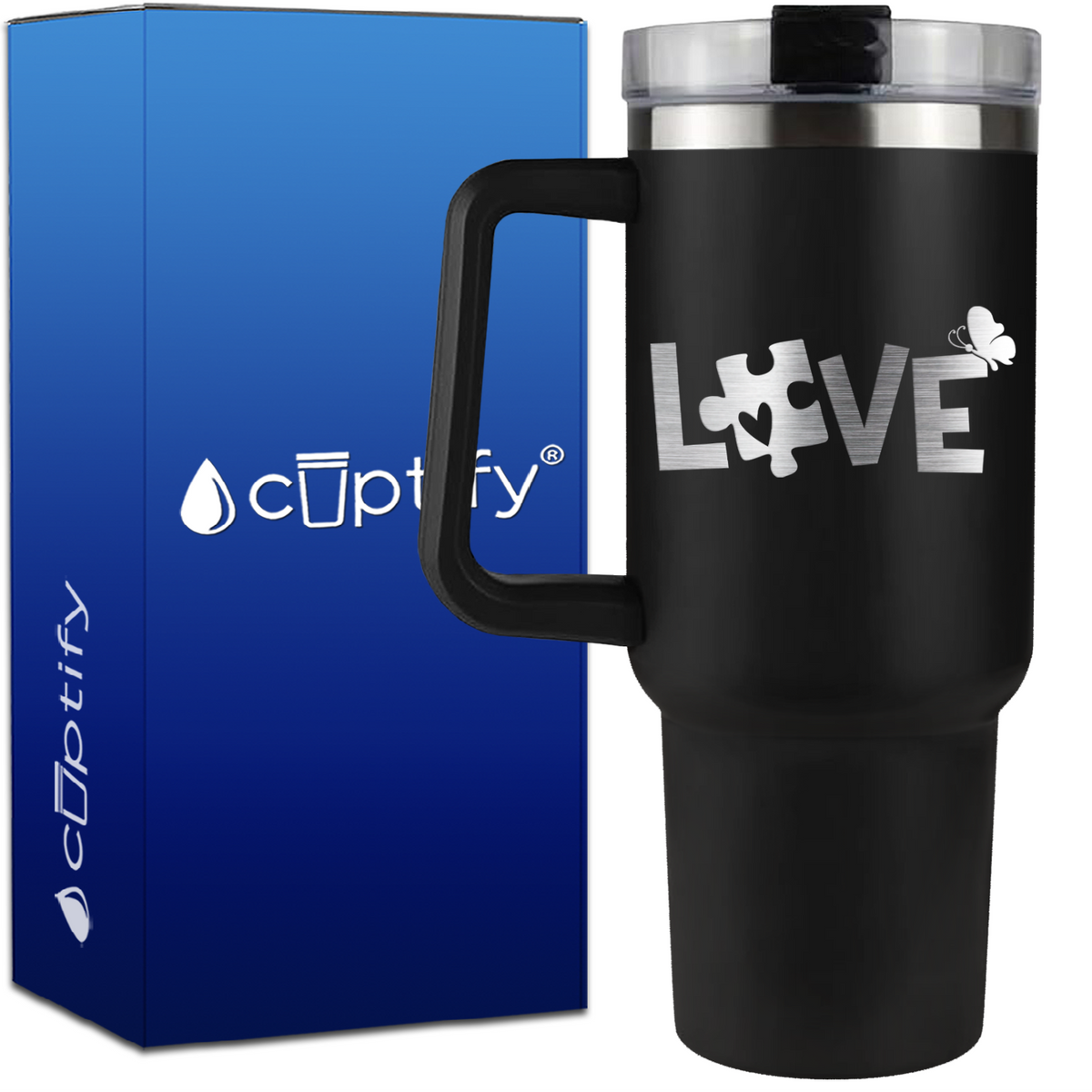 In April We Wear Blue on 40oz Autism Traveler Mug