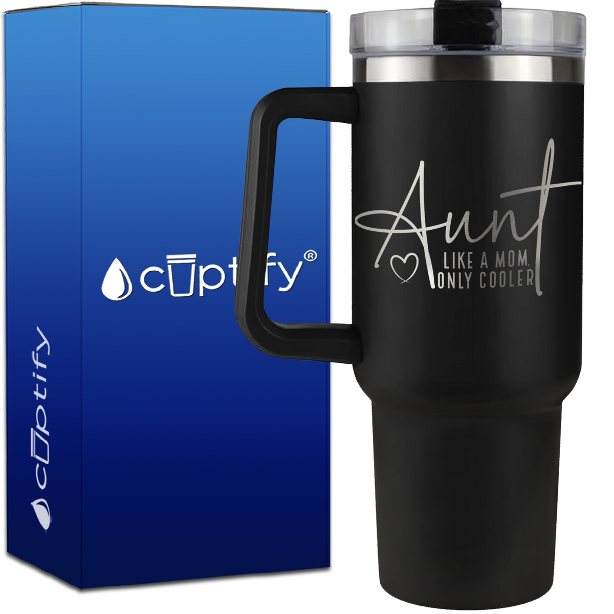 Aunt LIke a Mom Only Cooler Heart on 40oz Aunt Traveler Mug