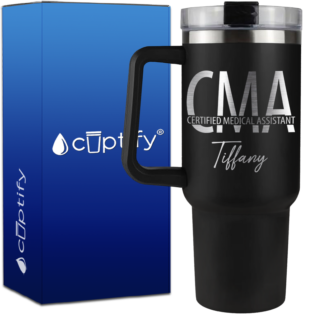 Personalized CMA Certified Medical Assistant on 40oz CMA Traveler Mug
