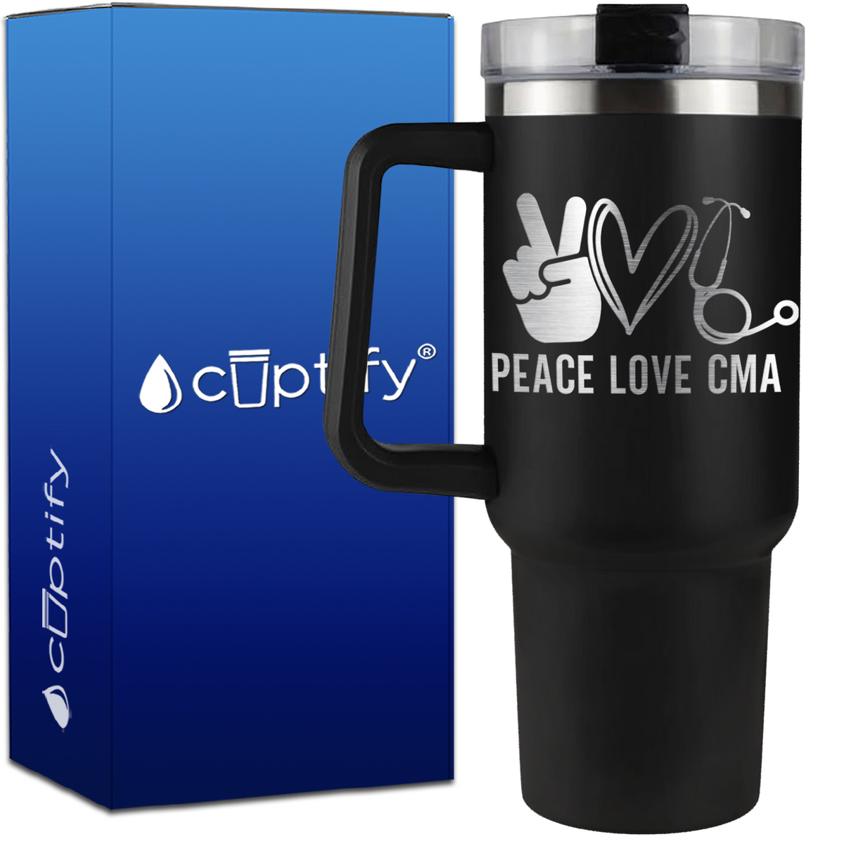 Peace Love CMA on 40oz CMA Traveler Mug