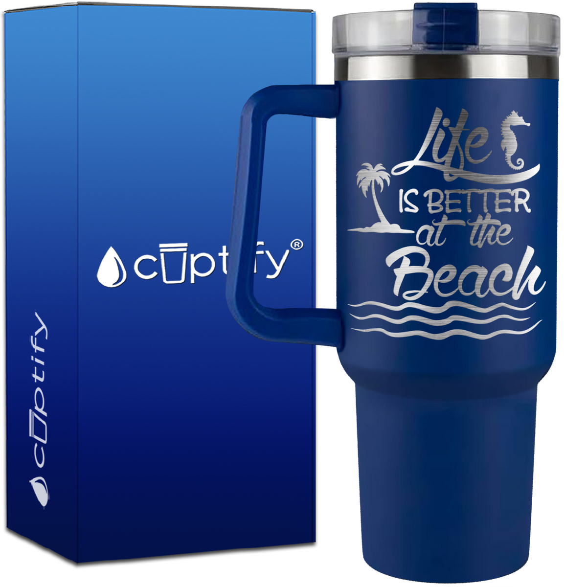 Life is Better at the Beach Wavy on 40oz Beach Life Traveler Mug