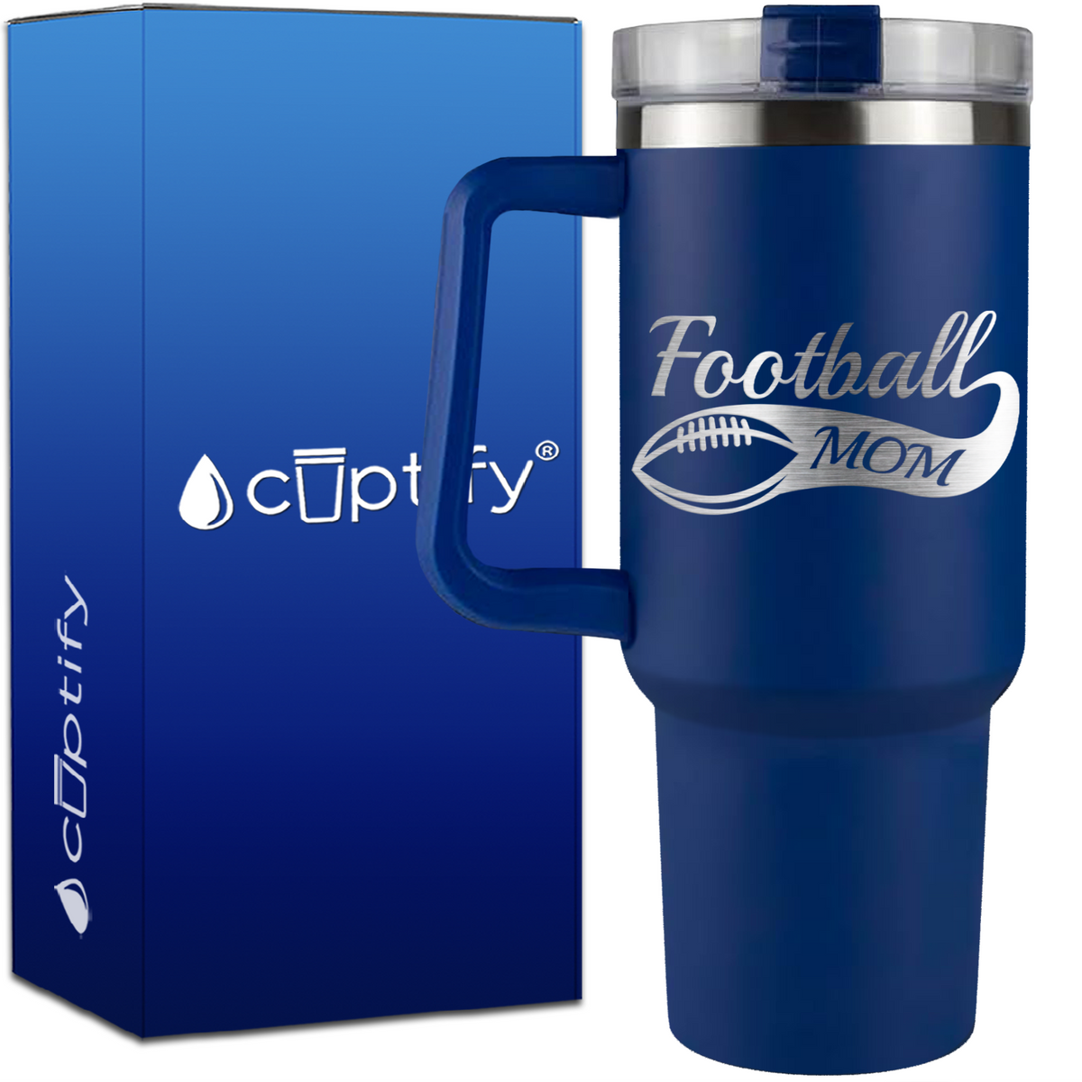 Football Mom Swoosh on 40oz Mom Traveler Mug