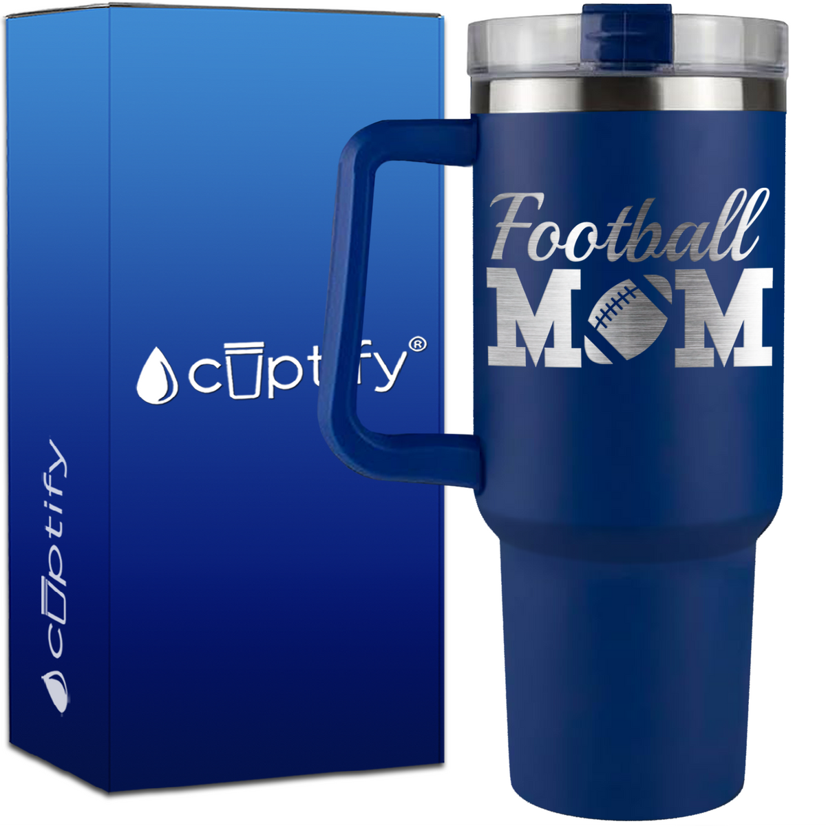 Football Mom on 40oz Mom Traveler Mug