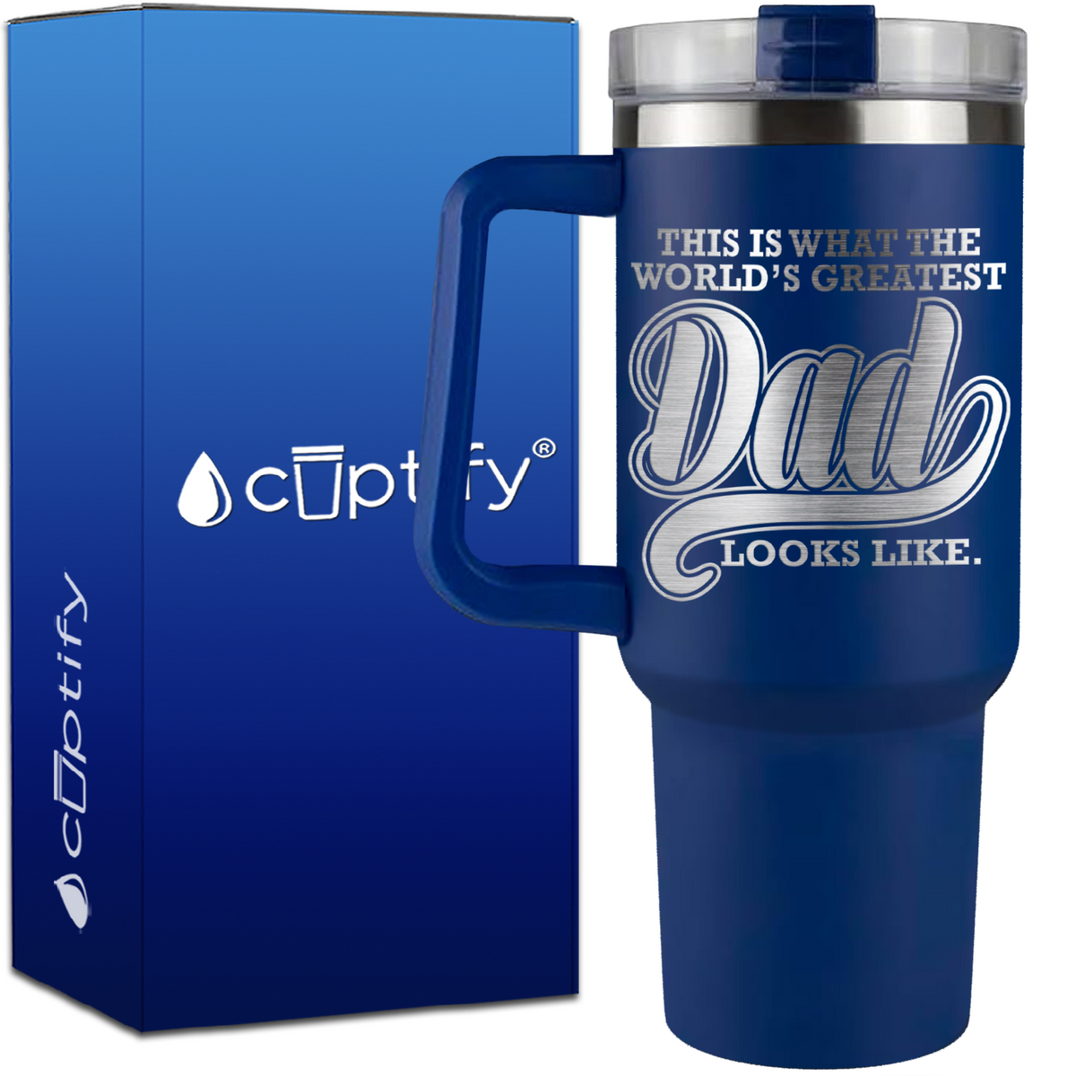 This is what the Worlds Greatest Dad Looks Like on 40oz Dad Traveler Mug