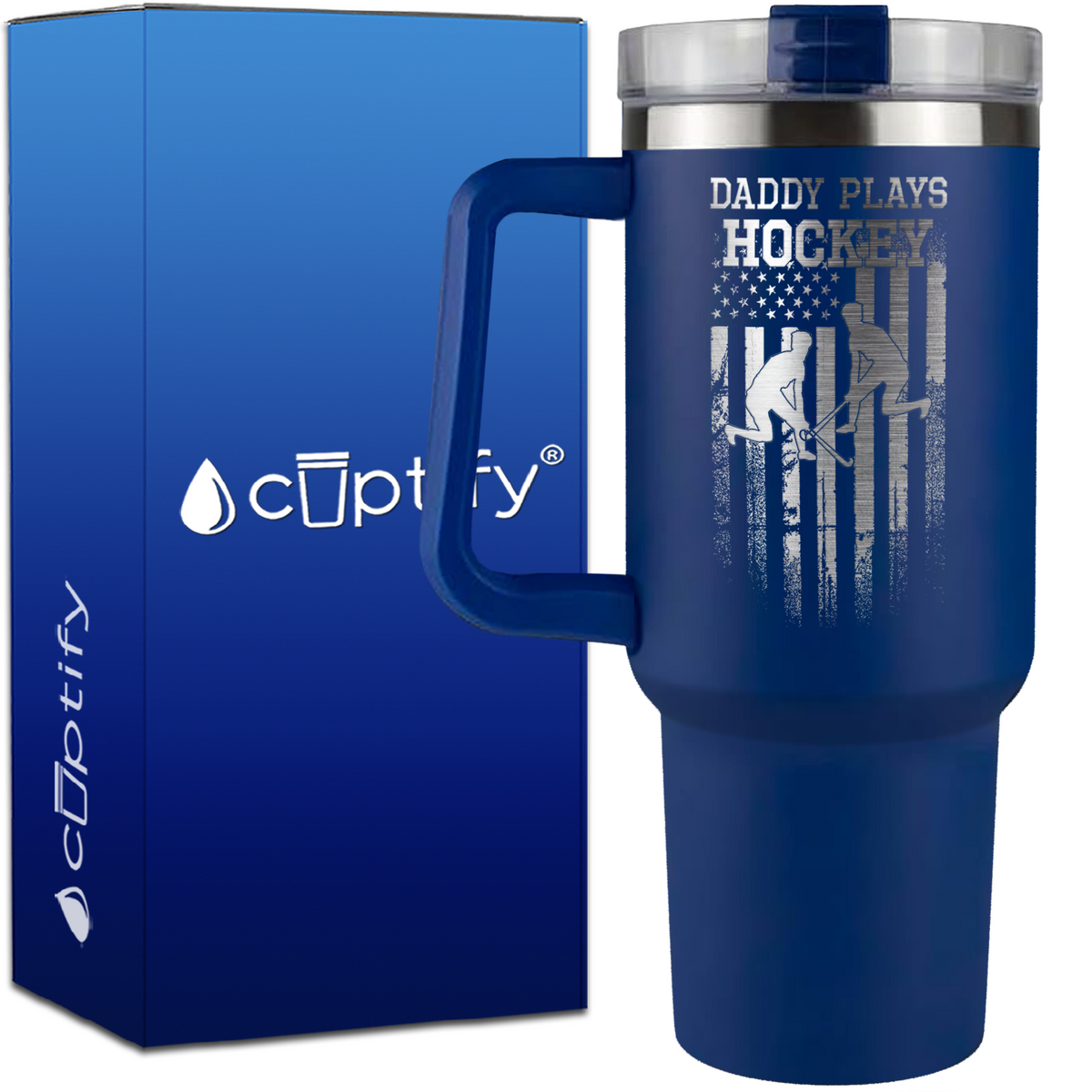 Daddy Plays Hockey on 40oz Hockey Traveler Mug